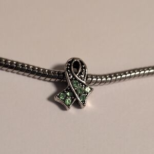 Silver and Green Ribbon Awareness Charm for‎ Pandora Style Bracelet